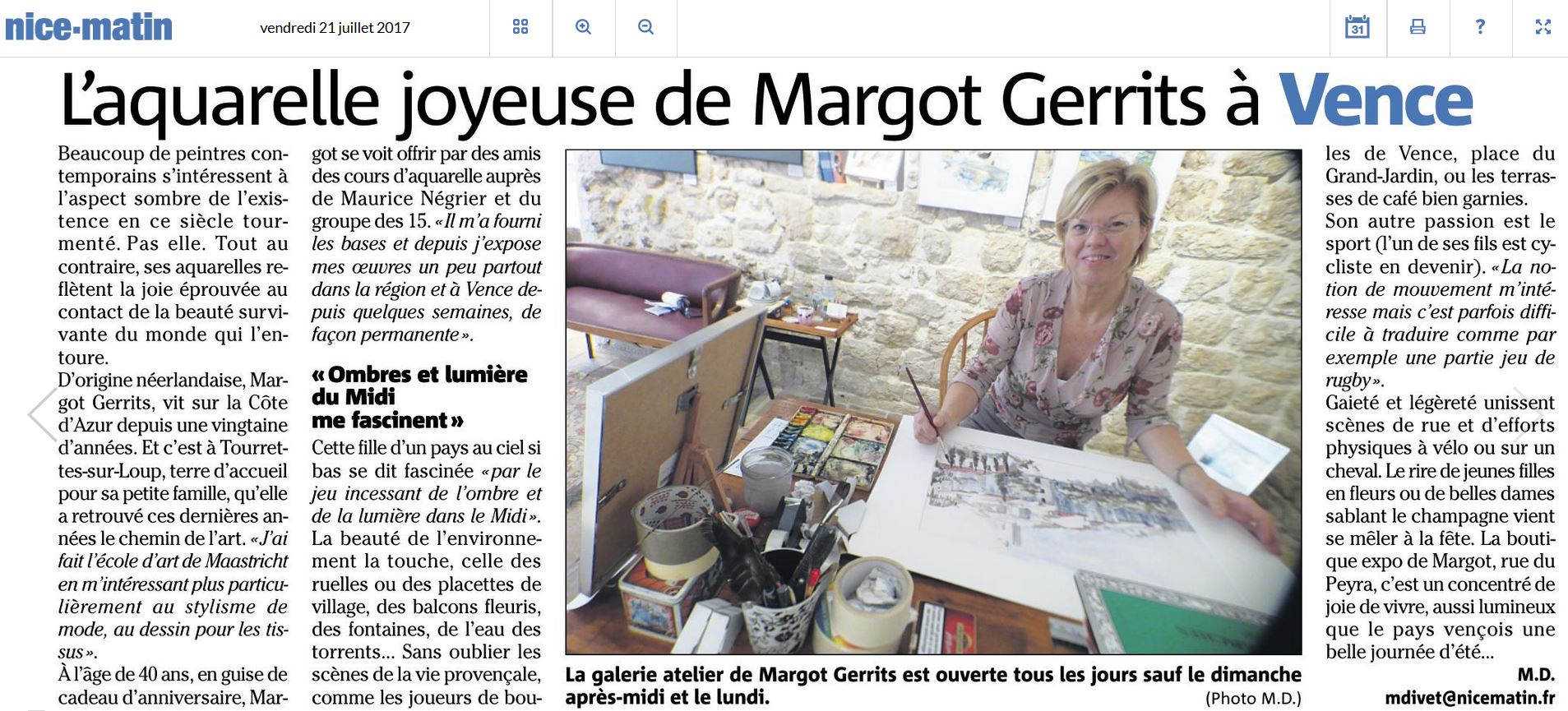 Margot dans le Nice-Matin